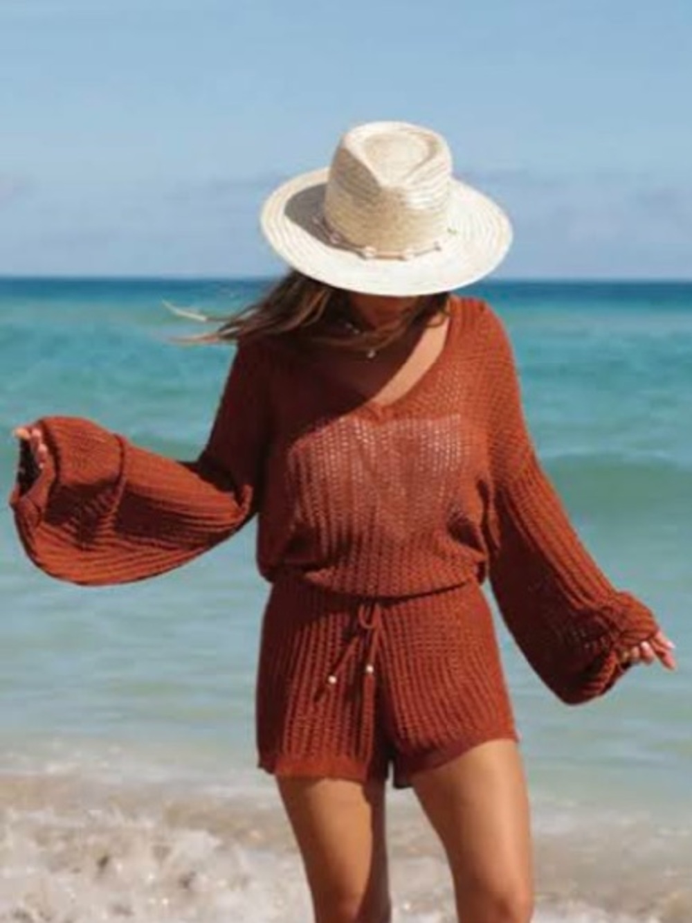Vici x Summer of Diane Knit Hooded Sweater & Shorts Set